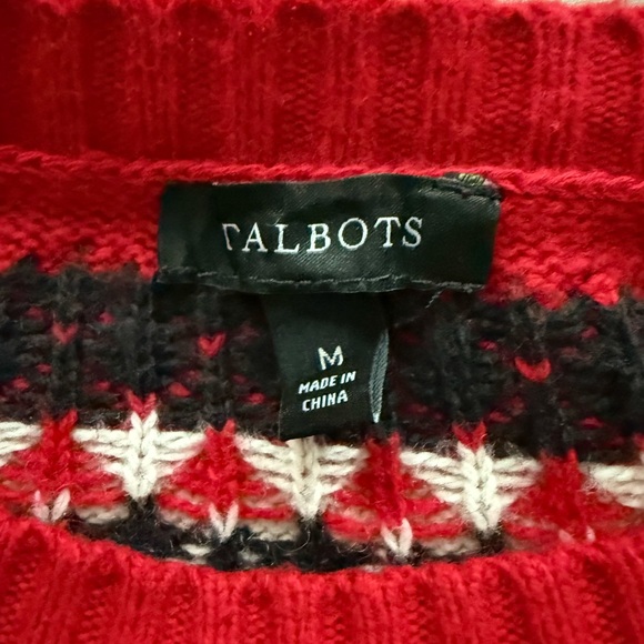 Talbots Red Fair Isle Knit Sweater - Picture 3 of 4